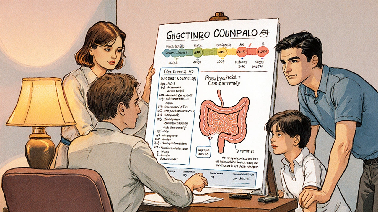Family and doctor discussing surveillance and surgery options after a positive genetic test.