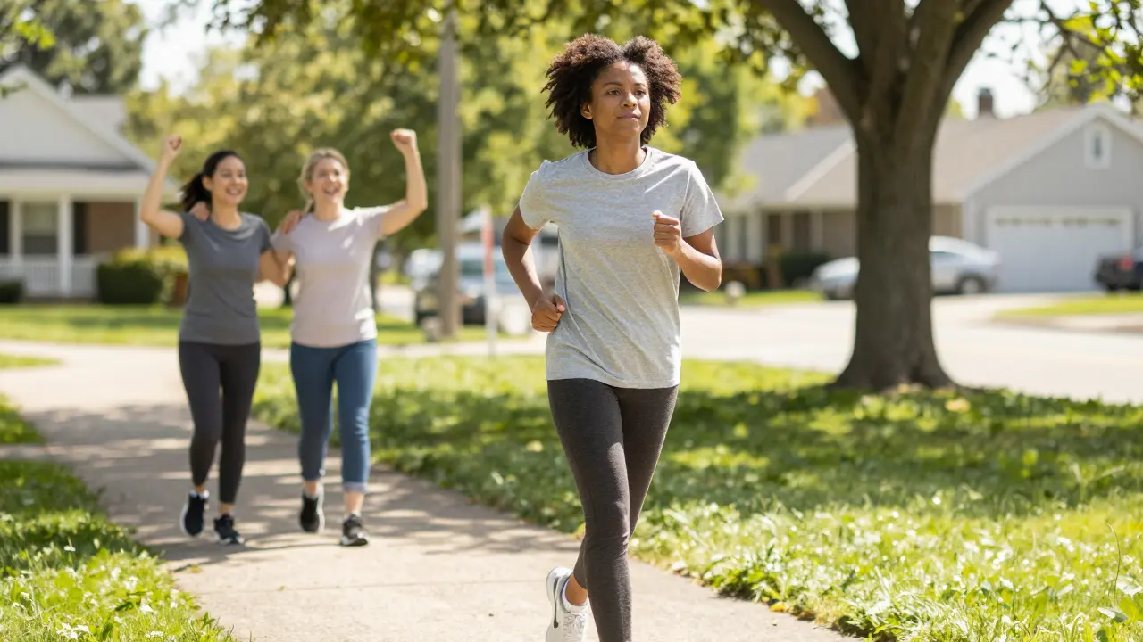 A person exercising in a park to maintain health while on medication