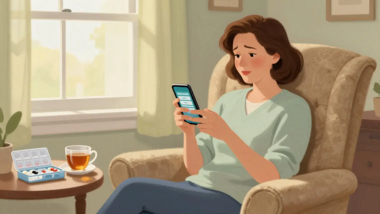 Woman happily using phone to find cheap prescription discounts